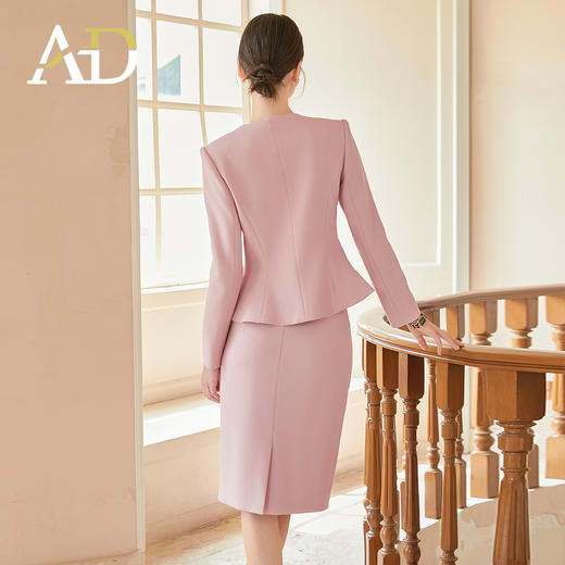 AD粉色西装外套女气质名媛高级感职业正装气质西服套装裙子两件套 商品图4