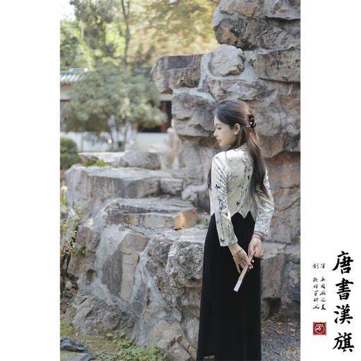 【寒冬青】丝绒复古显瘦晕染旗袍质感日常改良新中式 商品图3