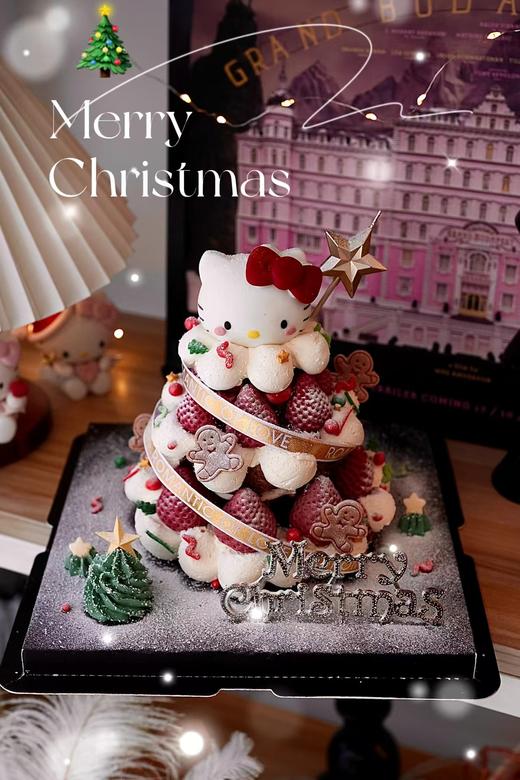 【圣诞Kitty】-翻糖造型-新鲜水果蛋糕 商品图0