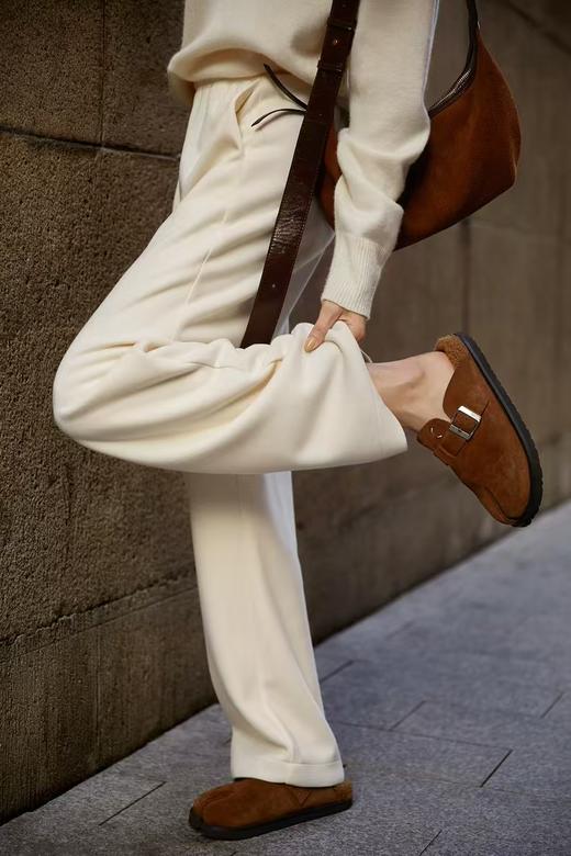 新款含650g醋酸羊毛厚款松紧腰年糕显瘦直流裤 商品图4