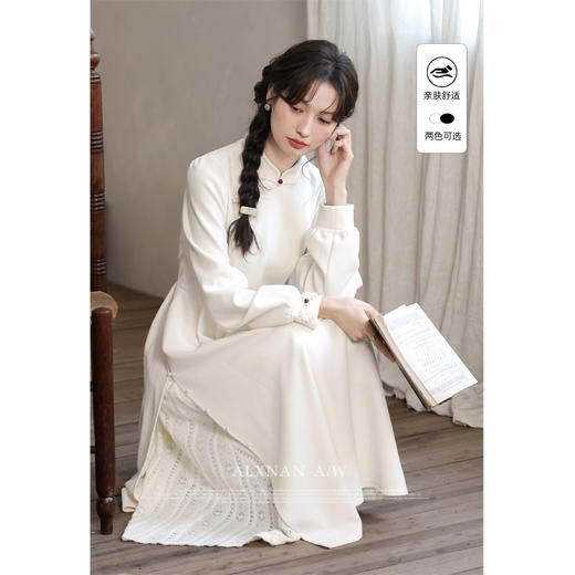 鹿向南《月光与诗》气质连衣裙秋季新款法式休闲显瘦裙子女 商品图0