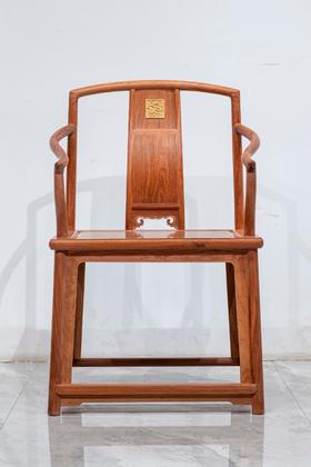 红桥红  家具严选  缅甸花梨（大果紫檀）  【嵌黄杨木 颐和园高扶手 南官帽椅】