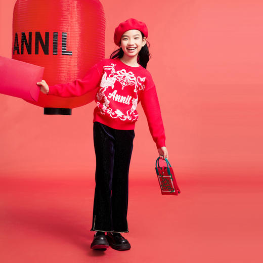 女童圆领针织毛衫春季新款安奈儿童装实体店同款AG514525 商品图6