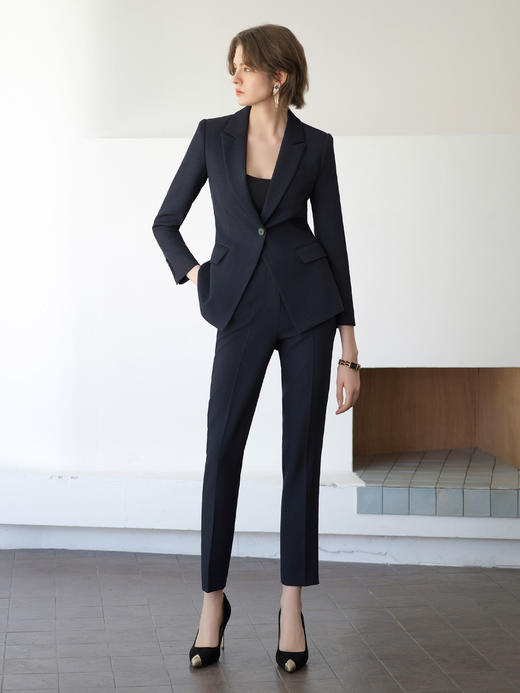 AD秋季藏青色时尚西服外套修身气质职业小西装套装女公务员面试装 商品图3