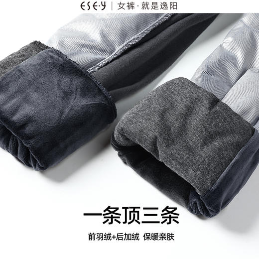 逸阳直筒加绒羽绒裤女冬季加厚阔腿抽绳宽松两穿百搭休闲保暖厚裤0732 商品图1