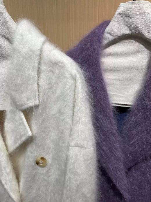 「Lo*o Pi*na同款」红莲拉绒羊绒长款翻领大衣 白色/紫色/灰色（爆款！预售15天内发货） 商品图5