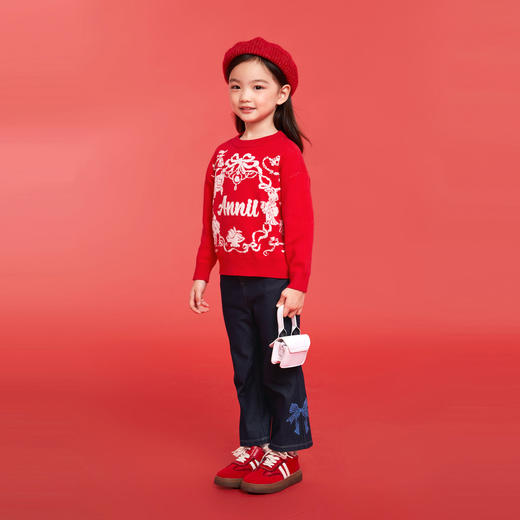 女童圆领针织毛衫春季新款安奈儿童装实体店同款AG514525 商品图4