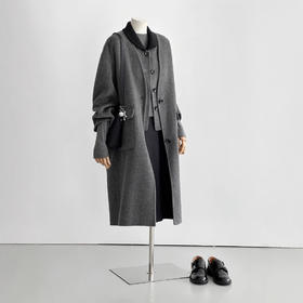 【松间步月】24新款英伦巴恩风时尚精致优雅百搭两件套毛呢大衣