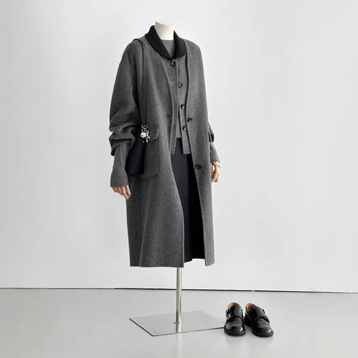 【松间步月】24新款英伦巴恩风时尚精致优雅百搭两件套毛呢大衣 商品图0