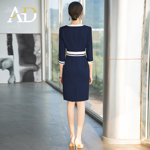 AD轻熟风职业连衣裙女法式撞色西装裙子高端播音艺考主持人正装裙 商品图4