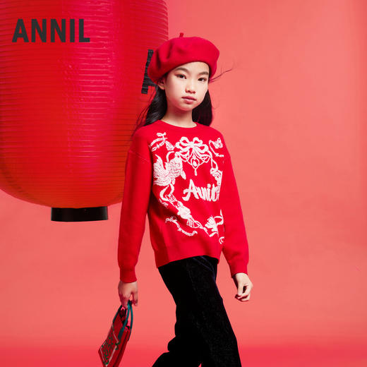 女童圆领针织毛衫春季新款安奈儿童装实体店同款AG514525 商品图3