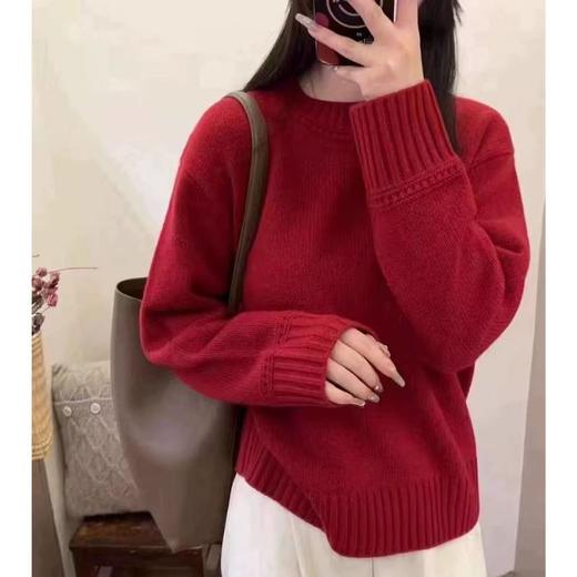 S·Y·C【悠然时光】100山羊绒圆领加厚宽松保暖毛衣女CYR240209 商品图0