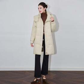 【高货wl】全新升级【铂金会员661/天猫899/差价238】(85837) 洛诗琳秋冬立领连帽可拆卸设计感哑光半圆形纽扣羽绒服