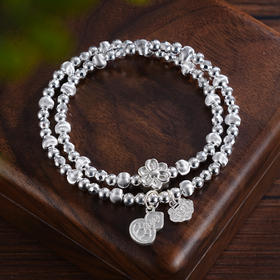 子佩集S999银【戴花来福】手串【SC001205】纯银手链双层2411
