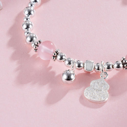 子佩集S925银【葫芦静雅】手串【TSB0001-38】纯银手链粉水晶葫芦2411 商品图4