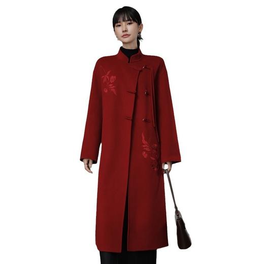 新中式国风红色双面羊绒大衣，新年战袍羊毛呢外套KQ-069612 商品图4