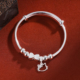子佩集S999银【福气猫咪】童镯【WT000131-1】纯银儿童猫咪2411