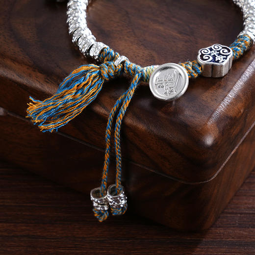 子佩集S999银【平安赐福】手串【SC001169】纯银手链串珠钱币腰缠万贯盘缠盘缠2411 商品图4