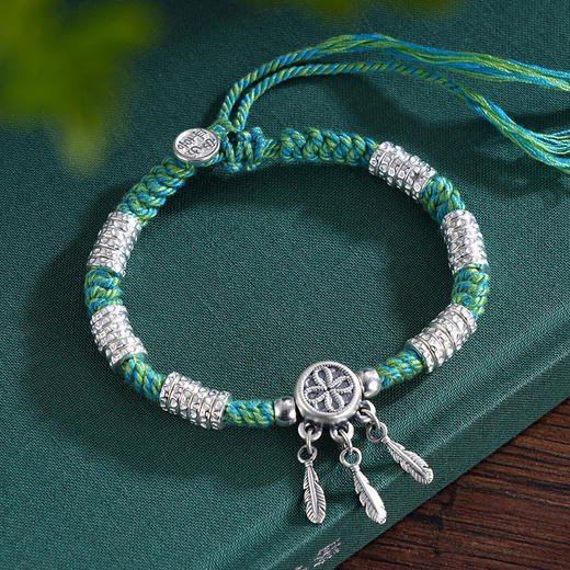 子佩集S925银【锦绣花羽】手串【TSB0002-3】纯银手链串珠钱串绿腰缠万贯盘缠盘缠2411 商品图1