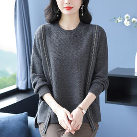 CC 10-6125圆领显瘦韩版不规则减龄针织衫