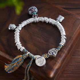 子佩集S999银【平安赐福】手串【SC001169】纯银手链串珠钱币腰缠万贯盘缠盘缠2411