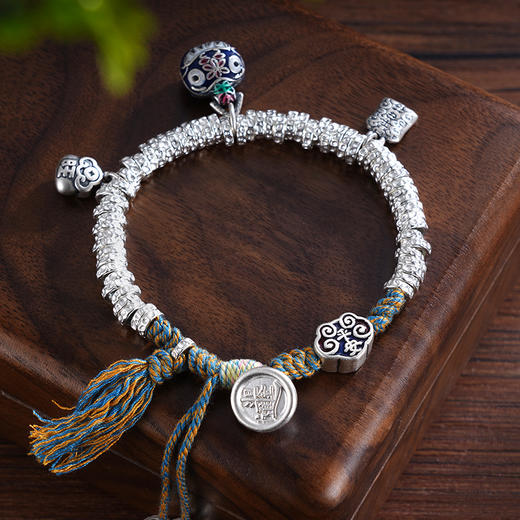 子佩集S999银【平安赐福】手串【SC001169】纯银手链串珠钱币腰缠万贯盘缠盘缠2411 商品图1