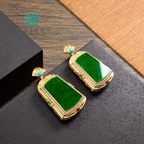 玉美人菲菲#S925翡翠无事牌吊坠约16*24mm-多样性发一