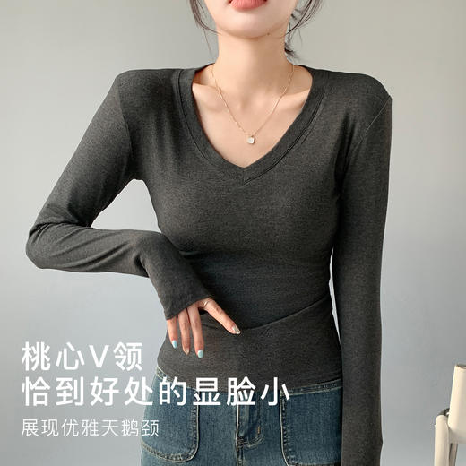 【高级感内搭】时尚桃心领打底衫女洋气可外穿显瘦桃心基础打底衫 商品图2