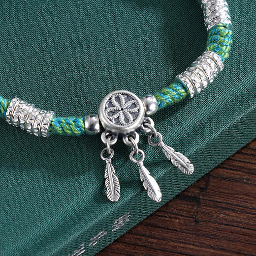 子佩集S925银【锦绣花羽】手串【TSB0002-3】纯银手链串珠钱串绿腰缠万贯盘缠盘缠2411 商品图2