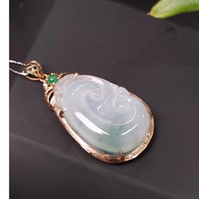 玉美人菲菲/18K翡翠如意吊坠/