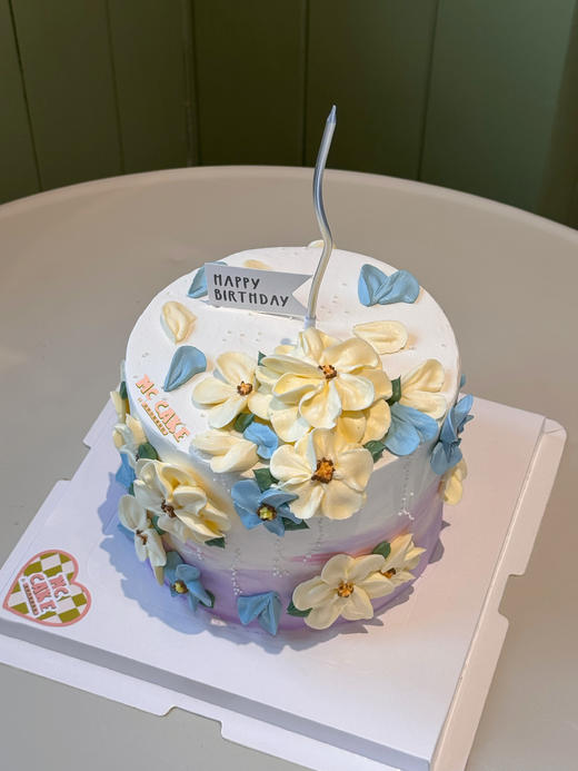 黄紫色ins裱花蛋糕/小碎花裱花蛋糕（蜡烛需要自行选择） 商品图1