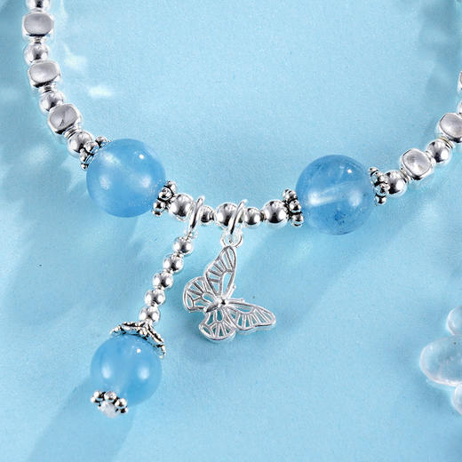 子佩集S925银【蓝海蝶梦】手串【TSB0001-41】纯银手链蓝水晶蝴蝶2411 商品图3