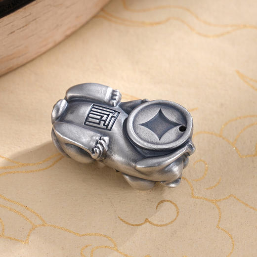 子佩集S999银【貔貅齐护】钥匙扣【DZ1052】纯银小摆件原创作品仿古(单只)2411 商品图2