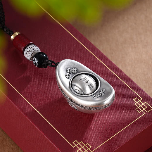 子佩集S999银【宝财聚来】钥匙扣【HSYSK001】纯银小摆件原创作品可转动元宝2411 商品图1