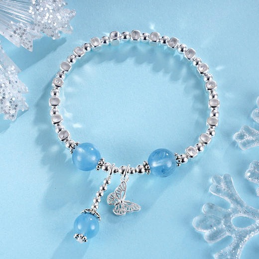 子佩集S925银【蓝海蝶梦】手串【TSB0001-41】纯银手链蓝水晶蝴蝶2411 商品图2