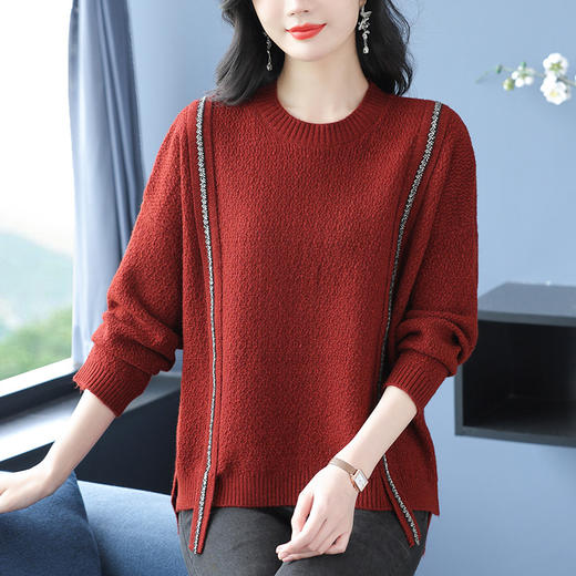CC 10-6125圆领显瘦韩版不规则减龄针织衫 商品图2