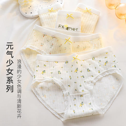 甜美蕾丝少女内裤纯棉抑菌底裆抑菌透气高弹不勒不夹臀南笙挽风内裤5条装A 商品图1