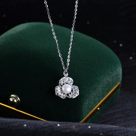 子佩集S925银珍珠套链【XL0218】纯银珍珠项链三叶草2411