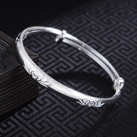 子佩集S999银【花样莲华】手镯【WZ000940】纯银2411 商品图1