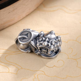 子佩集S999银【貔貅齐护】钥匙扣【DZ1052】纯银小摆件原创作品仿古(单只)2411