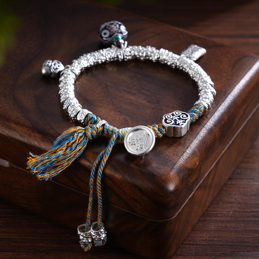 子佩集S999银【平安赐福】手串【SC001169】纯银手链串珠钱币腰缠万贯盘缠盘缠2411 商品图3