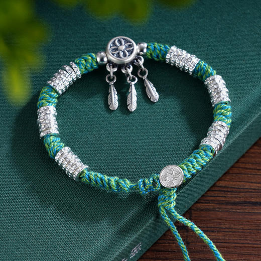 子佩集S925银【锦绣花羽】手串【TSB0002-3】纯银手链串珠钱串绿腰缠万贯盘缠盘缠2411 商品图4