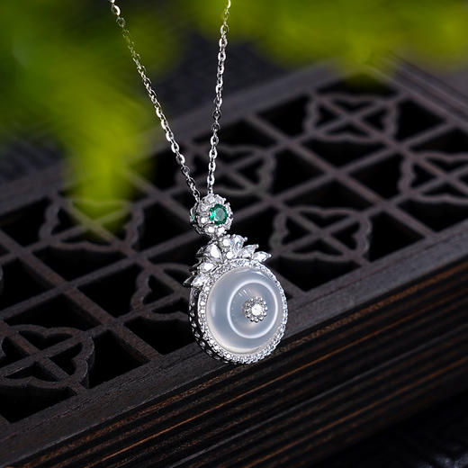 子佩集S925银【秀色氤氲】套链【XL022092】纯银时尚白玉髓项链2411 商品图2