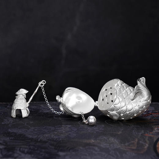 子佩集S999银【福钓翁】茶包【CP306】纯银茶具可打开姜太公钓鱼2411 商品图5