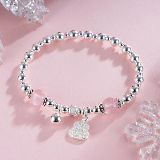 子佩集S925银【葫芦静雅】手串【TSB0001-38】纯银手链粉水晶葫芦2411 商品图3