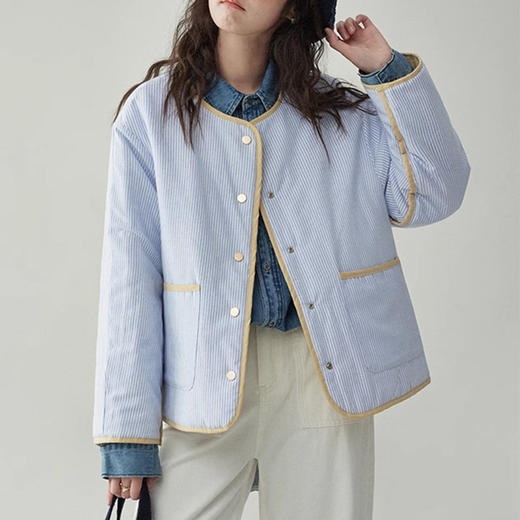 裁缝学苑AQ394日系两面穿菱格圆领短款棉服纸样女装面包服外套服装打板 商品图2