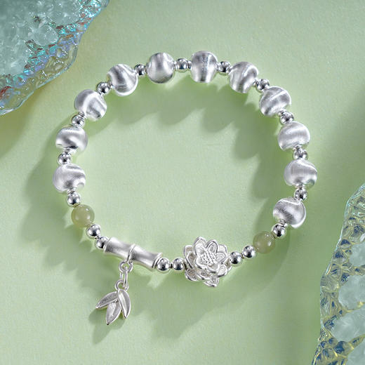 子佩集S999银【清莲雅韵】手串【SC001200】纯银手链绿色2411 商品图1