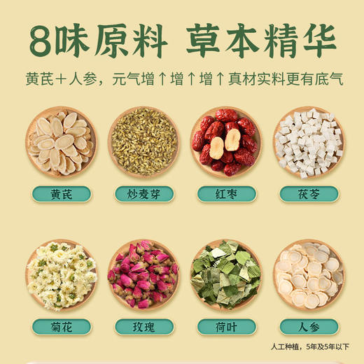 全衡久稳代用茶健康养生茶升级新配方元气满满参度滋养黄芪炒麦芽红枣茯苓菊花玫瑰荷叶人参推荐外卖甜食懒人一族12g×14袋 商品图2