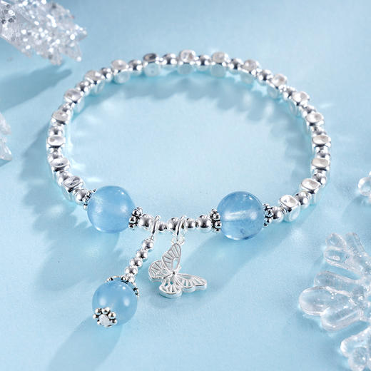 子佩集S925银【蓝海蝶梦】手串【TSB0001-41】纯银手链蓝水晶蝴蝶2411 商品图1