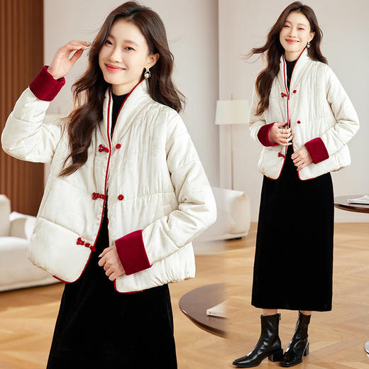 单排扣口袋提花暗纹，羽绒棉服加厚丝绒外套XYSP6037 商品图0